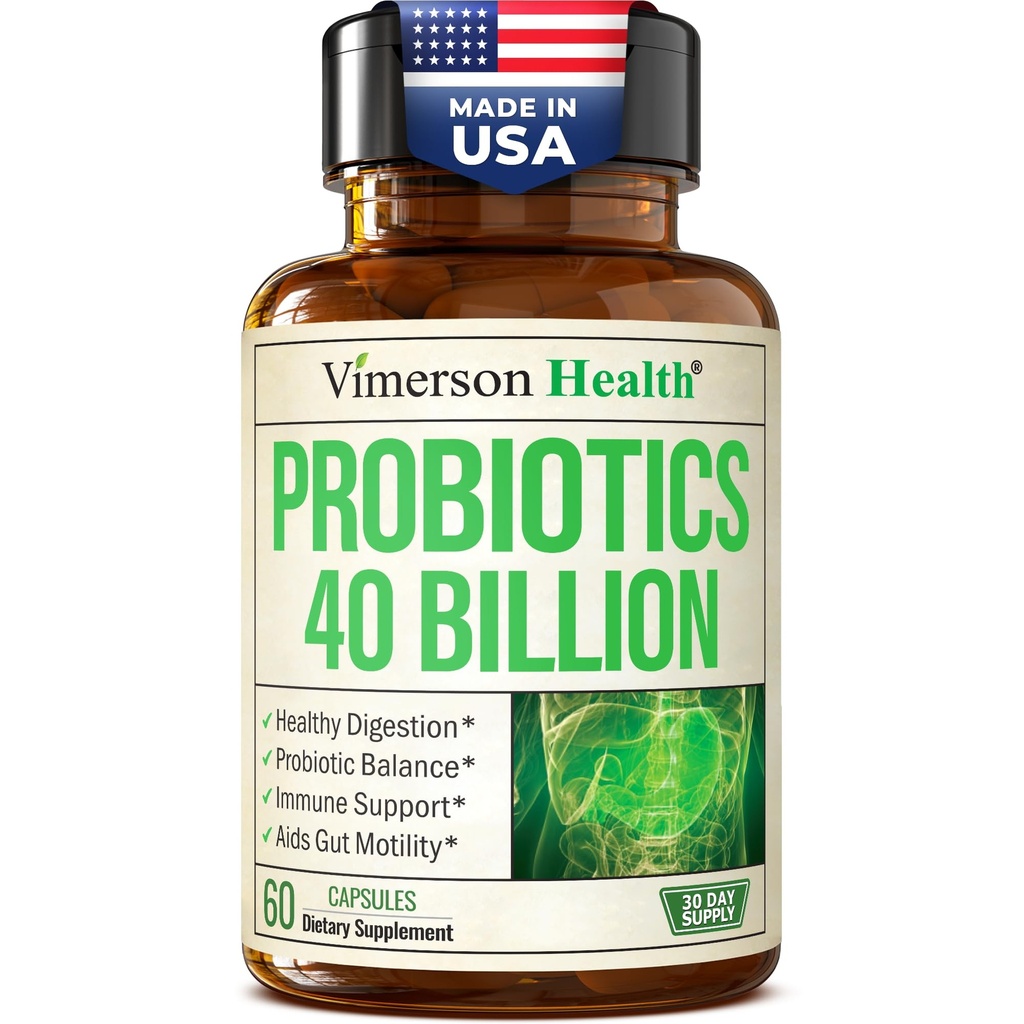 Probióticos para Mujeres y Hombres con Prebióticos - 40 Billones CFU Probióticos para Salud Digestiva, Salud Gut &amp; Apoyo Inmunitario Suplemento - Lactobacillus Acidophilus Probiótico - Vegetariano, Soy &amp; Dairy Gratis