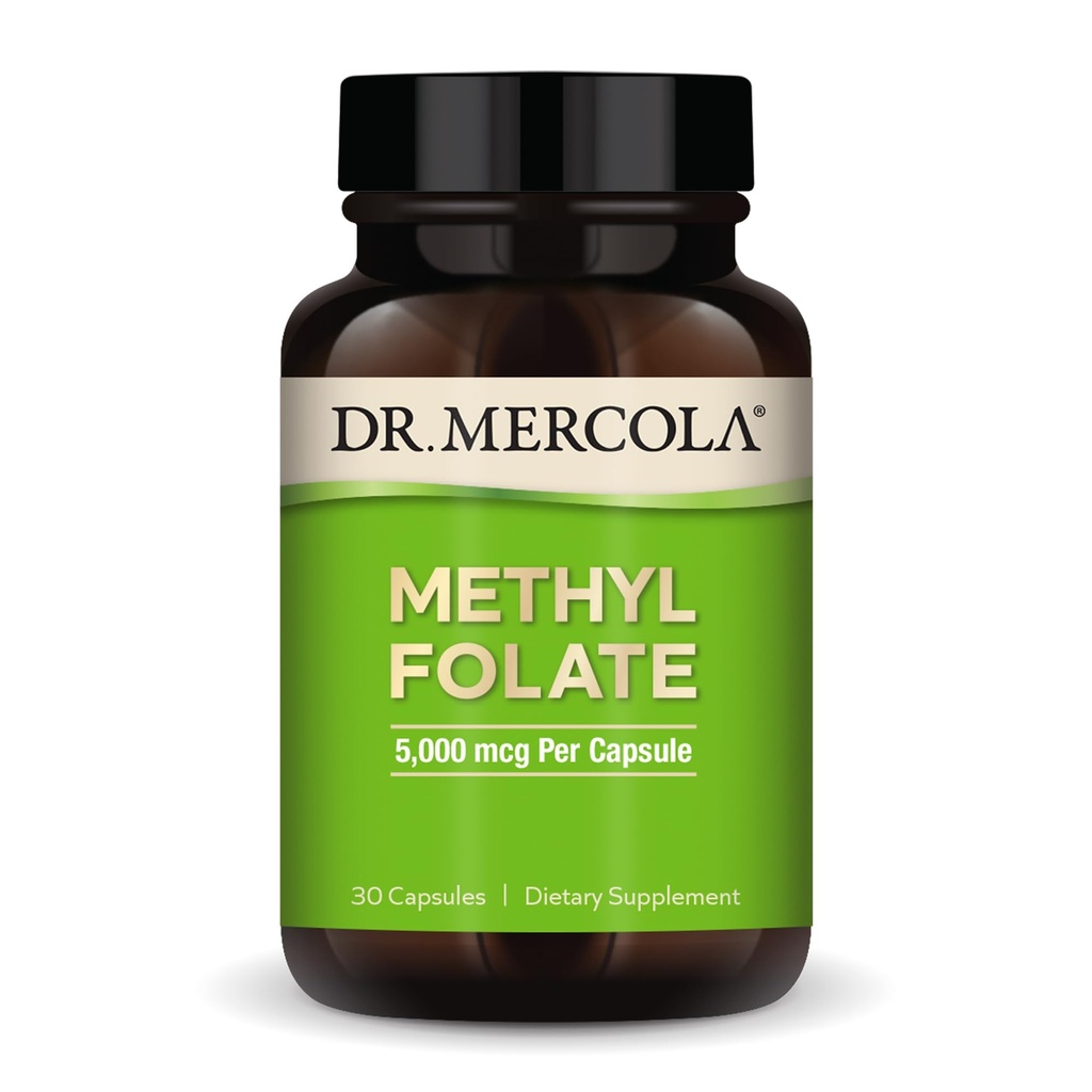 Dr. Mercola Methyl Folate - Apoyo Detoxification & Cellular Health - 5-MTHF Folate - Bioavailable Formula - 5 mg - 30 cápsulas