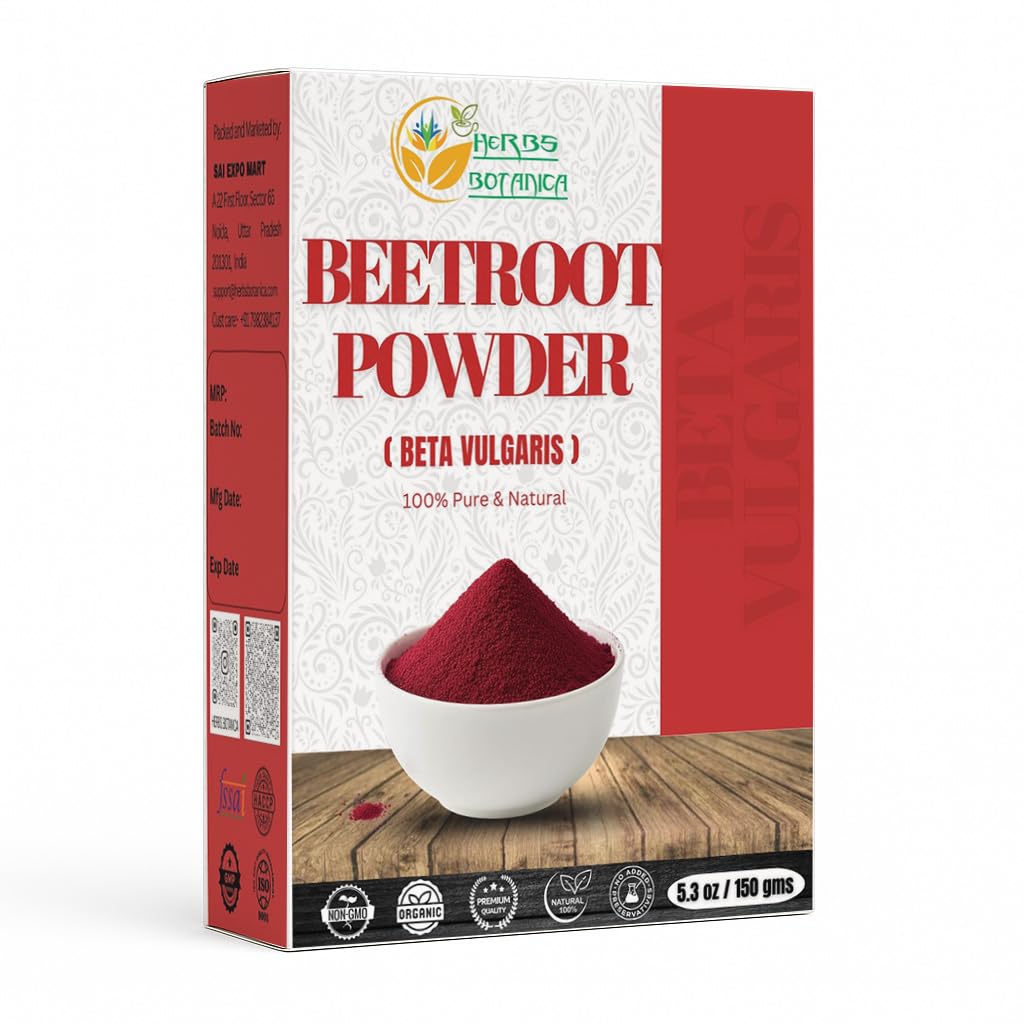 Herbs Botanica Beetroot Powder for Baking and Smoothies peru Nitric Oxide Suppement ¦ Beet Root Powder Boost Stamina y aumenta la energía Gluten y GMO Gratis 5.3 oz / 150 GMS