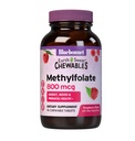 Bluebonnet EarthSweet Methylfolate 800 mcg Celular Active Coenzyme 5-MTHF L Methyl Folate Supplement - Prenatal & Energy Support* - Non-GMO, Vegan, Gluten-Free - Raspberry - 90 Chewable Tablets