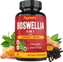 Boswellia orgánica Serrata Extract Capsules Turmérico combinado, Ginger, Black Pepper & Green Tea - 60 cápsulas Vegan para 2 meses