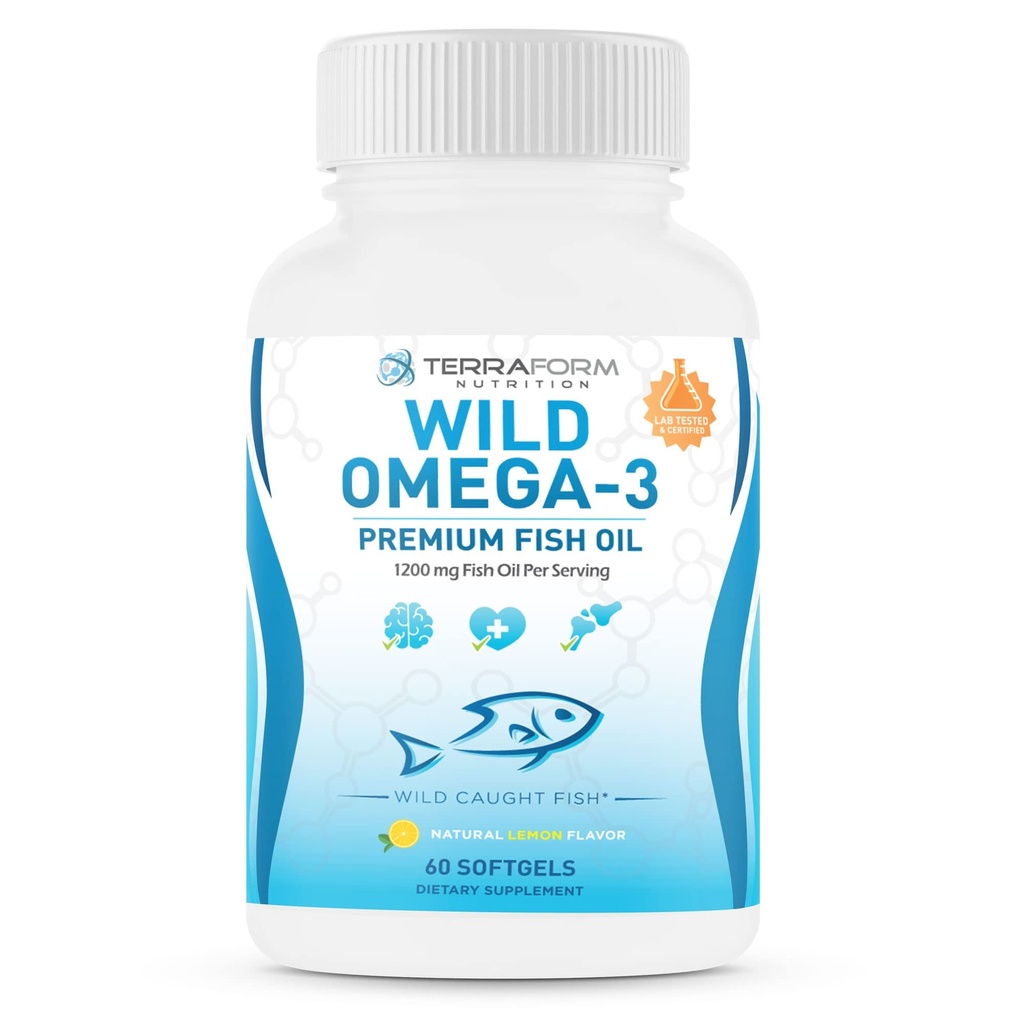 Triple fuerza aceite de pescado Omega 3 2400mg por ser - Burpless, Lemon Flavored Non-GMO, Gluten &amp; Soy Gratis – 30 Servimientos