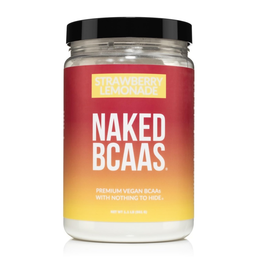 NAKED Strawberry Lemonade BCAAs Amino Acids Powder, 100% Puro 2:1 Fórmula, Vegan Branched Chain Amino Acids, Instantized All Natural BCAA Powder Supplement - 501 Grams, 34 Servings