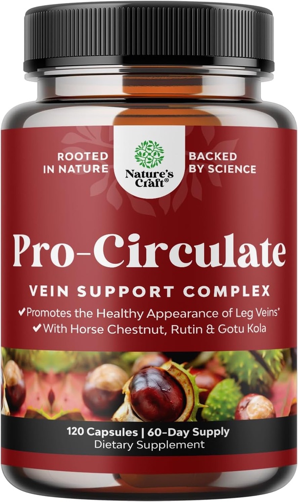 Suplementos de apoyo a las venas y las piernas - Suplemento de Circulación del cuerpo completo para las venas de las venas de las arañas y mejor flujo con extracto de castaña de caballo " Flavonoids - Vegan Non-GMO Mini Caps (2 Mes)