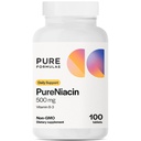 PureFormulas Pure Niacin - Vitamina B3, 500 mg Liberación inmediata Niacina 500mg - Ácido nicotínico 100 Tabletas - No GMO B3 Vitaminas Suplemento Niacina
