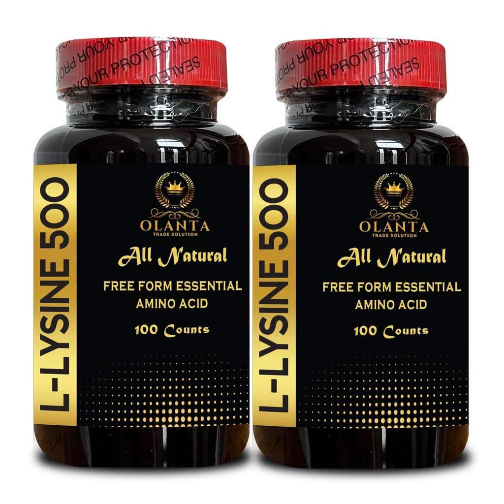 L-LYSINE 500 - L-Lysine 500mg, for Healthy Immune Function, Supports Collagen Synthesis, Soy-Free, Gluten-Free, Non-GMO, Lysine Supplement Supports Healthy Lip and Oral Tissue - 2 Bottles 200 Counts