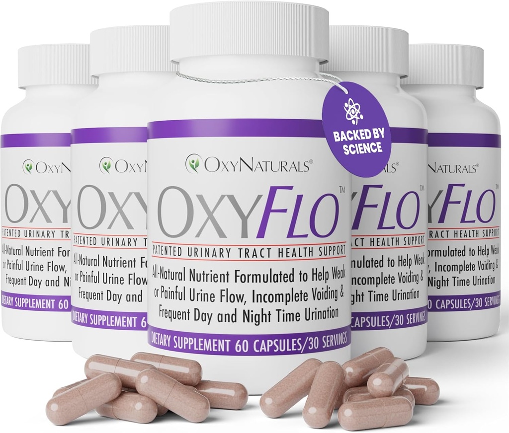 Píldoras de control de la vejiga OxyFlo para Hombres - Reducir la vejiga hiperactiva &amp; Leakage - Soportes Urinary Tract (UTIs) Potent Blend of Clinically Proven, Natural Ingredients 5 Bottles (150 Servings)