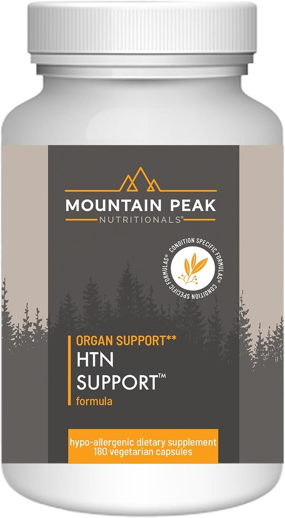 Nutriciones de pico de montaña HTN Support - Suplemento de órgano - Ayuda a mantener la presión arterial saludable " Cardiovascular Sistema - w/Rauwolfia & Magnesium - Suplemento dietético hipoalergénico (180 cápsulas)
