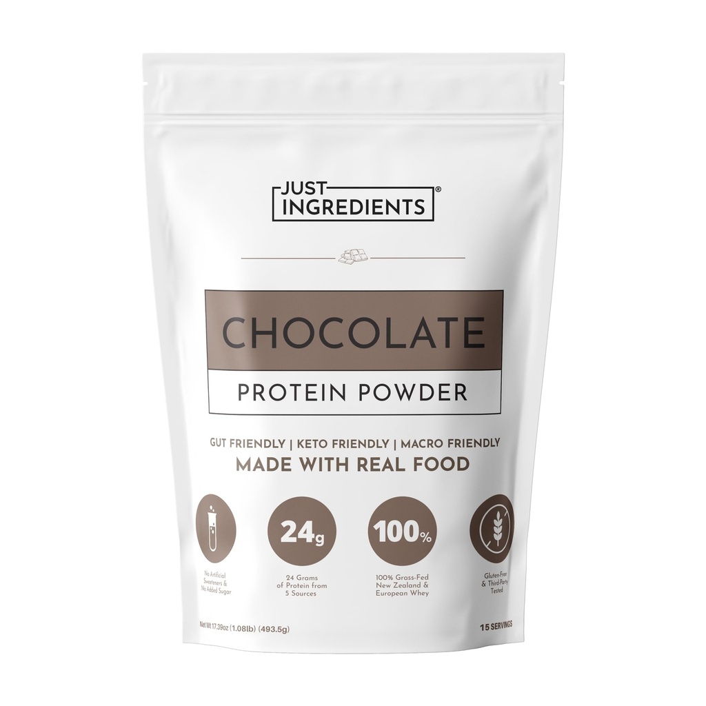 Just INGREDIENTES Protein Powder Silencio 15 Servings  durable 24g Protein  sometida Chocolate Flavor Hecho con 100% Grass-Fed, Whey No Destacado ← Cinco Fuentes Diferentes de Orgánico Integral Ingredientes Alimentarios