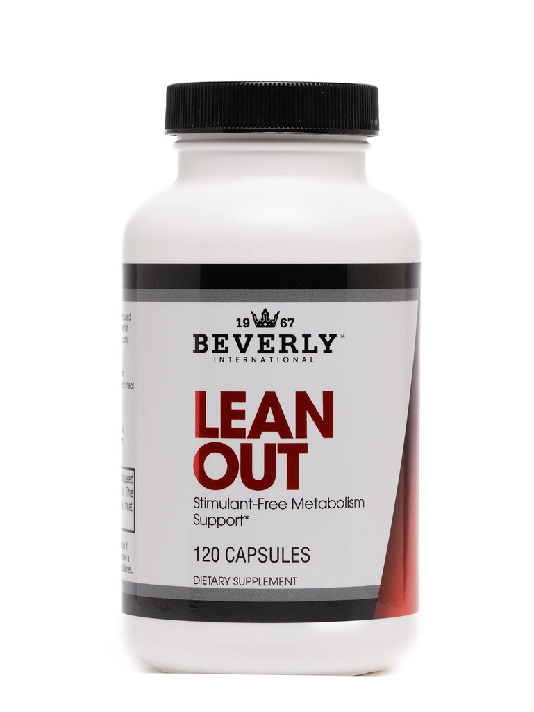 Beverly International Lean Out 120 caps. Quemador de grasa con apoyo metabólico. Lipotropics. Choline, Carnitine, Cromo. Un quemador de grasa sin estimulante. Trae a Leaner. Utilice AM &amp; PM, píldoras de dieta fija.