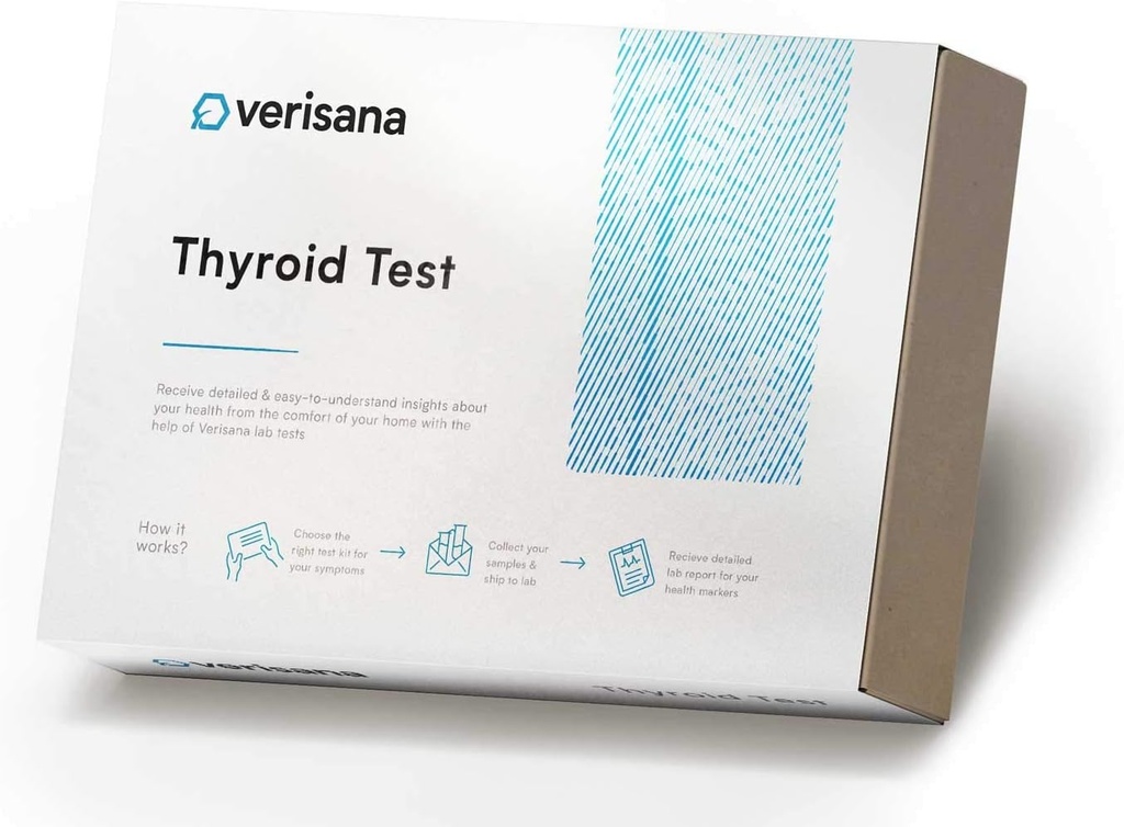 Prueba completa de tiroides de Verisana – Análisis exacto de sangre para disfunciones tiroideas – Medidas 4 Principales hormonas tiroideas &amp; marcadores