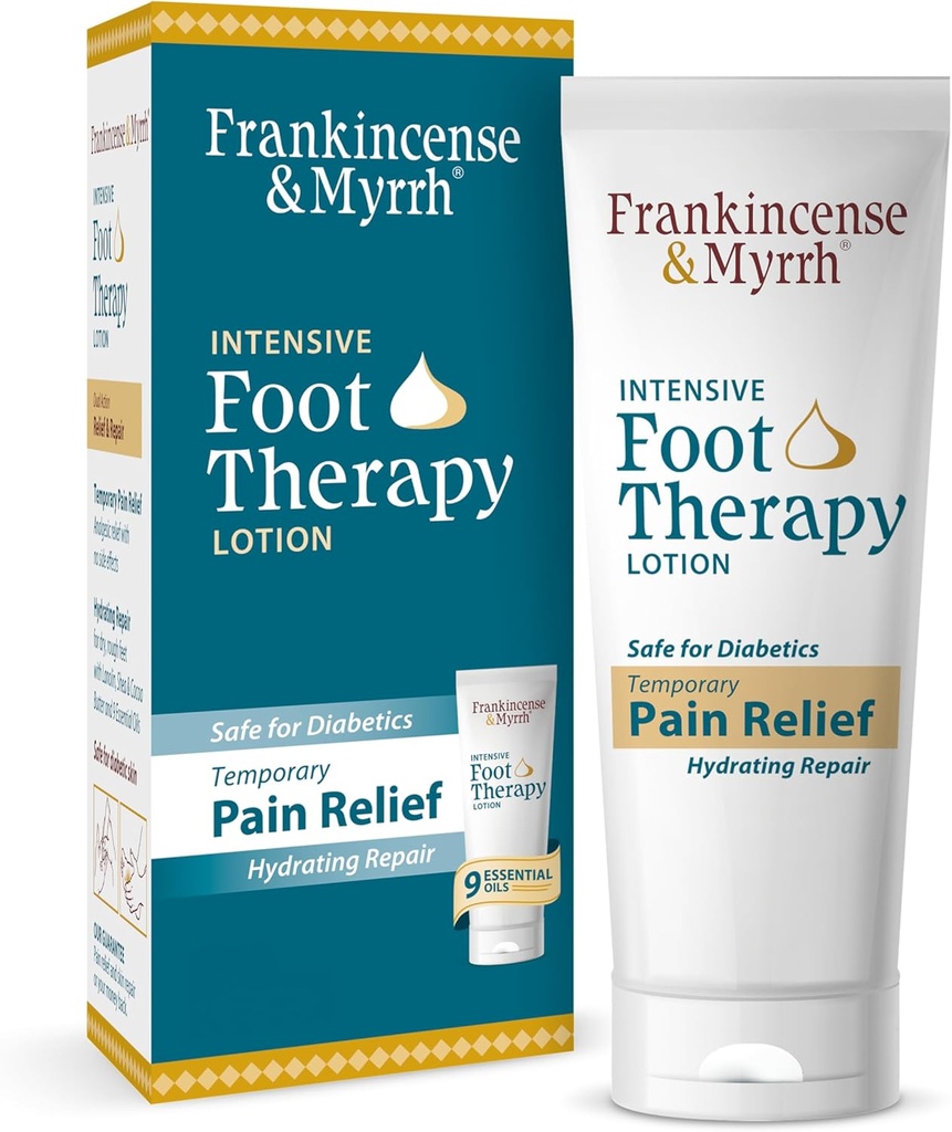 Crema de alivio del dolor de pie de Frankincenso y Myrrh - Intensive Foot Therapy Lotion - Diabetic Nerve Doin Relief Cream ← Sindrome de la pierna inquieto ← Frankincense Essential Oil, 3 Ounce (1-Pack)