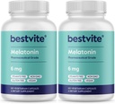 BESTVITE Melatonin 6mg (240 cápsulas vegetarianas) (120 x 2) - No Stearates - Vegan - No GMO - Gluten Gratis