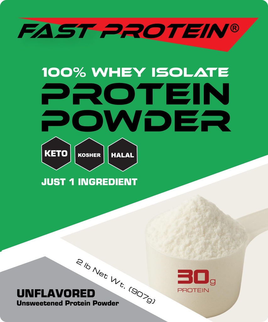 Whey Isolate Protein Powder Desflavored - 30g Protein Powder - Kosher, Halal, Keto, Clean Label, Fast Protein - 2LB 30 Servings