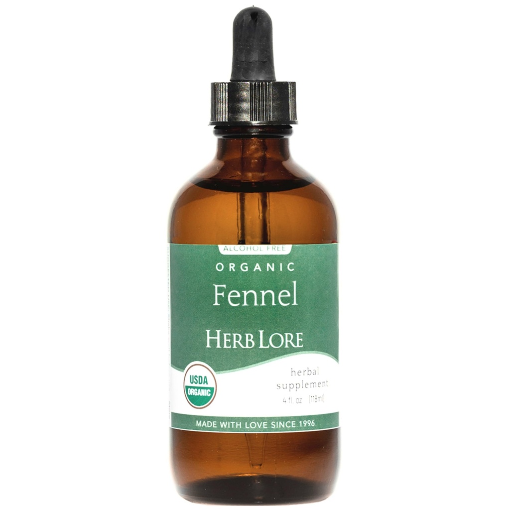 Herb Lore Organic Fennel Seed Tincture - Soothes Gas &amp; Bloating - Lactation Support Suplemento - 4 fl oz