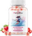 Potasio Gummies Suplemento Hombre Mujeres - Potasio Alto Citrate Gummies Azúcar Gratis para Adultos Kids Support Leg Cramps Electrolyte Balance Vegan Non-GMO Orgánica Fresa Sabor 60 Condes