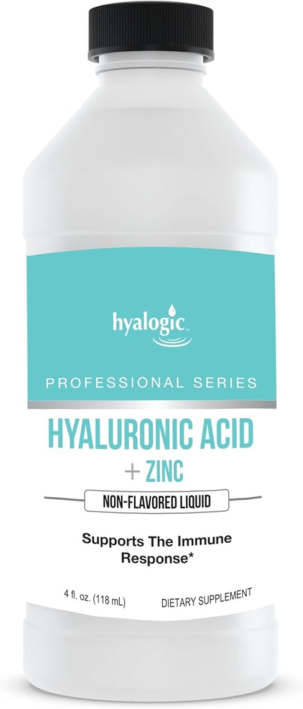 Hialogic Liquid Zinc Supplement for Immune Support (4 Oz) - Daily Mineral Support Enhanced w/Hyaluronic Acid for Hydration – Immune Zinc Liquid for Men and Women – Gluten Free, Cruelty Free