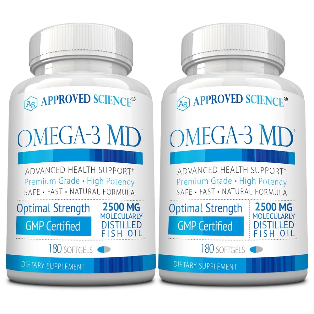 Omega-3MD - Pez aceite EPA & DHA - Mejorar la salud cognitiva - 2 botellas - 6 meses de suministro