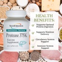 TRANSFORMACIÓN LA GENESIS DE LA BUENA SALUD Protease 375K Enzyme Blend Supplement, High-Potency Formula for Protein Absorption & Gut Health, Advanced Enzym Support, Non-GMO, 60 cápsulas