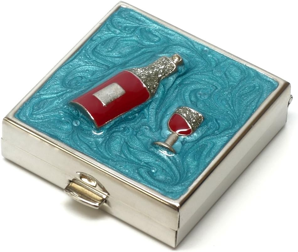 9328 Organizador de caja pequeña cuadrada Aqua Blue Silver Women Travel Pill Case Purse Pocket Container Medicina diaria portable Vitamina Caja Suplemento de medicamentos Mini Almacenamiento