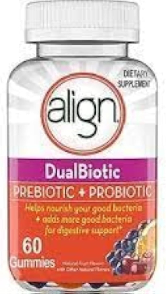 Prebióticos alineados + Gummies Probióticos Sabores de frutas naturales - 60 TC, Pack de 3