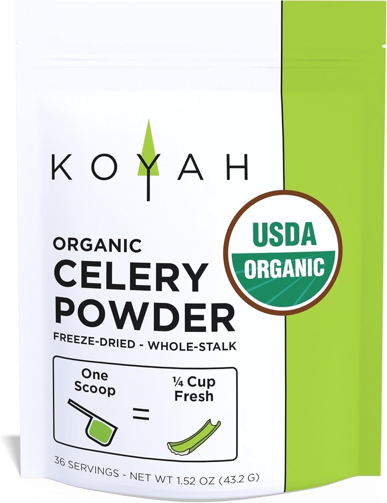 KOYAH - Orgánica de EE.UU. Pólvora de Celery Crecida (1 Scoop = 1/4 Copa Fresco): 36 Serviciones, Congelada, Pólvora de Todo Estelar