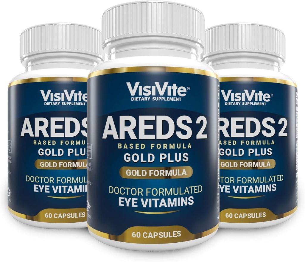 Doctor Fórmula 2 Más Vitaminas Oculares con Zeaxanthin Plus Lutein - Extracto de semillas de arándano y uvas - Macular Health Formula - 60 cápsulas de suplemento Ojo