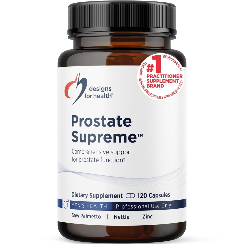 Diseños para Salud Saw Palmetto Prostate Suplemento para Hombres - Prostate Supreme con Saw Palmetto, DIM, Vitaminas, Nettle, Zinc + Chrysin - Non-GMO, Soy Gratis (120 cápsulas)