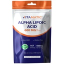 Vitamatic Pure Alpha Lipoic Acid (ALA) 600mg Por Serving - 167 Servings - Non-GMO &amp; Gluten Free