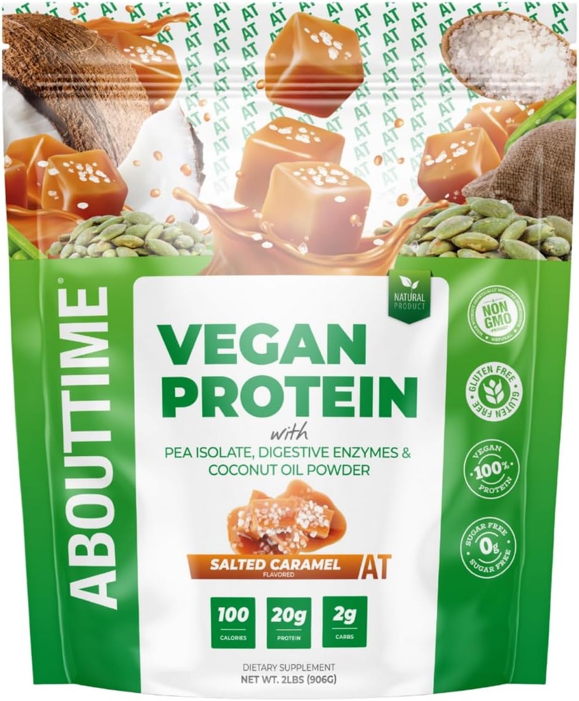 Acerca de Hora Vegan Protein Powder 20g Salted Caramel, Natural Ingredientes, No GMO, Planta Basada, Gluten Gratis, Soy Gratis, Dairy Free, 32 Servimientos