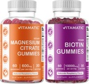 Vitamatic Magnesium Gummies " Biotin Gummies - 60 conteo vegano cada uno