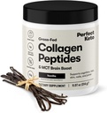 Perfect Keto Collagen Peptides Protein Powder con MCT Oil, Grass Fed, Hydrolyzed Collagen, Tipo I & III Suplemento Keto Coffee Creamer, Vanilla