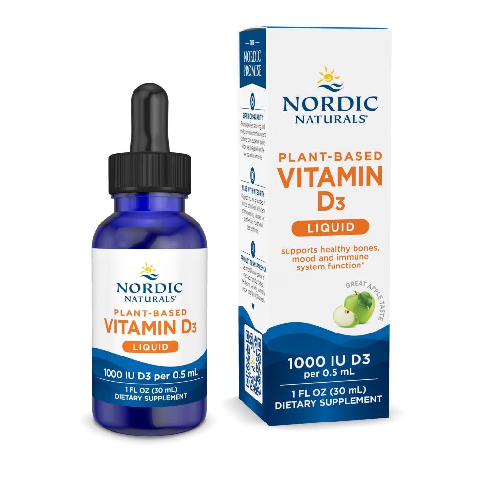 Naturales nórdicos Vitamina de base vegetal D3 Líquido - 1 oz - 1000 UI Vitamina D3 - Huesos saludables, Mood &amp; Immune Función del sistema - No GMO, Vegan - 60 Servimientos