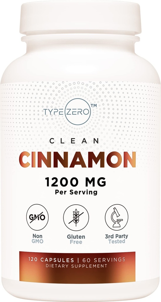 Tipo Zero Ceylon Cinnamon Capsules (1200mg Ø 120 cápsulas) - Natural, No GMO, Gluten Free, Organic Cinnamon Bark Supplement