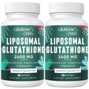 8-en-1 Glutathione Liposomal 2400 MG, Fórmula Antioxidante de alta absorción – con ácido hialurónico, ácido alfa-Lipoico, Resveratrol - Skin, Sistema desintoxicación del hígado, 120 Softgels