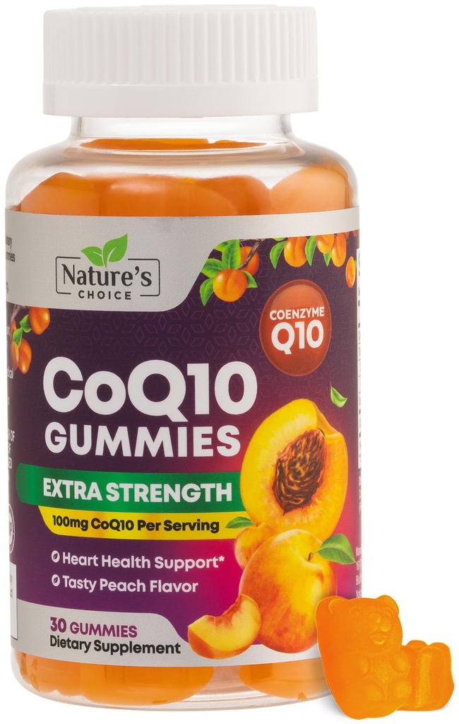 CoQ10 Gummies for Adults 100mg - 3X Strength, Absorción alta, Suplemento antioxidante para la producción de energía de la salud cardíaca, Ultra Coenzyme Q10 Vitaminas, Coq 10 Suplementos - 30 CoQ10 Gummies