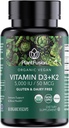 PlantFusion Organic Vegan Vitamin D3 + K2 5,000 IU, 50MCG – Vitamina D Fuente de Lichen y Vitamina K2, para Immune Support y Bone Health - 60 cápsulas