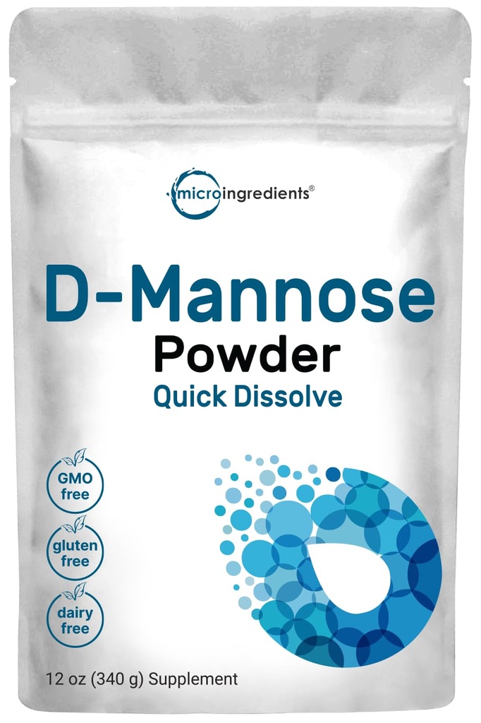 Micro Ingredientes D Mannose Powder, Puro Mannose Suplemento, Quick Water Soluble, Apoyo Urinary Tract Cleanse &amp; Bladder Health, Premium Mannose for Women and Men, Vegan Friendly.