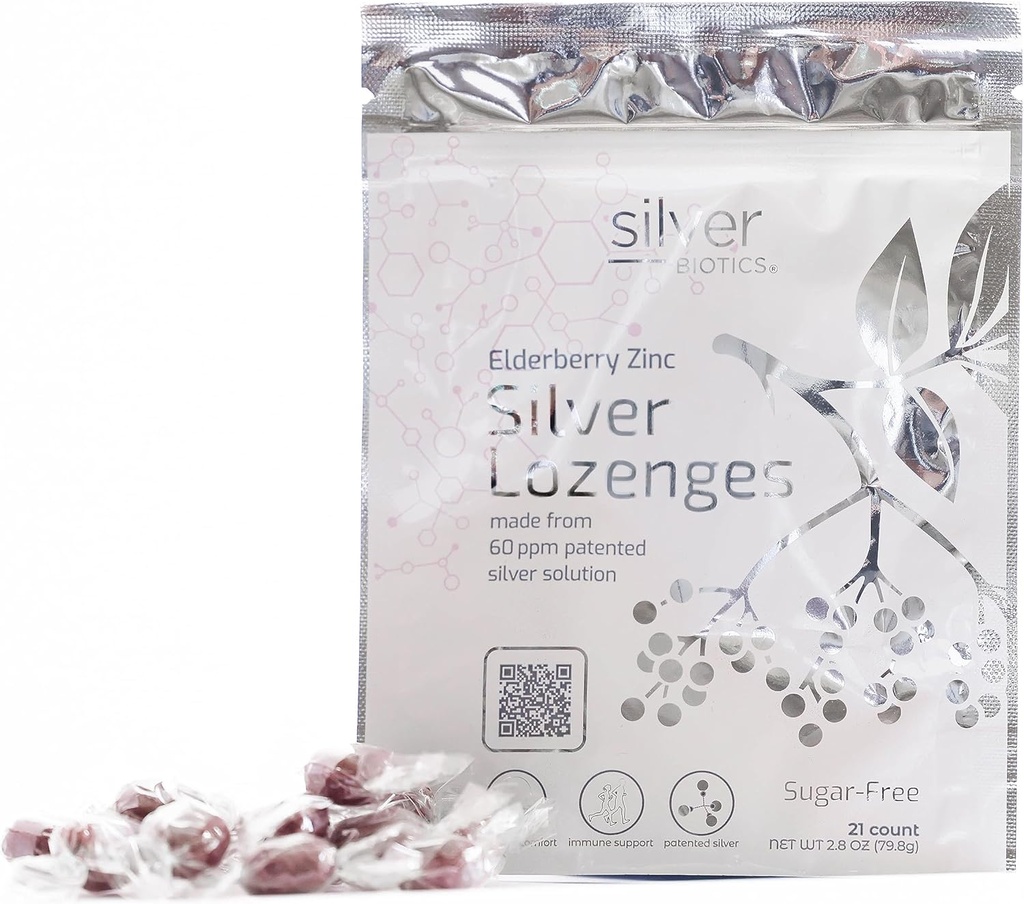Silver Biotics Lozenges Colloidal Libre de Azúcar Sol ← Immune Support + Throat Soothing Comfort