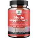 Natures Craft 10000 mcg Pure Biotin Pills for Women Men - Promueve el cabello delgado y más completo. Suplemento natural para el crecimiento del cabello delgado brillante - Capsules de vitamina vegetariana - Obtener uñas fuertes de piel clara
