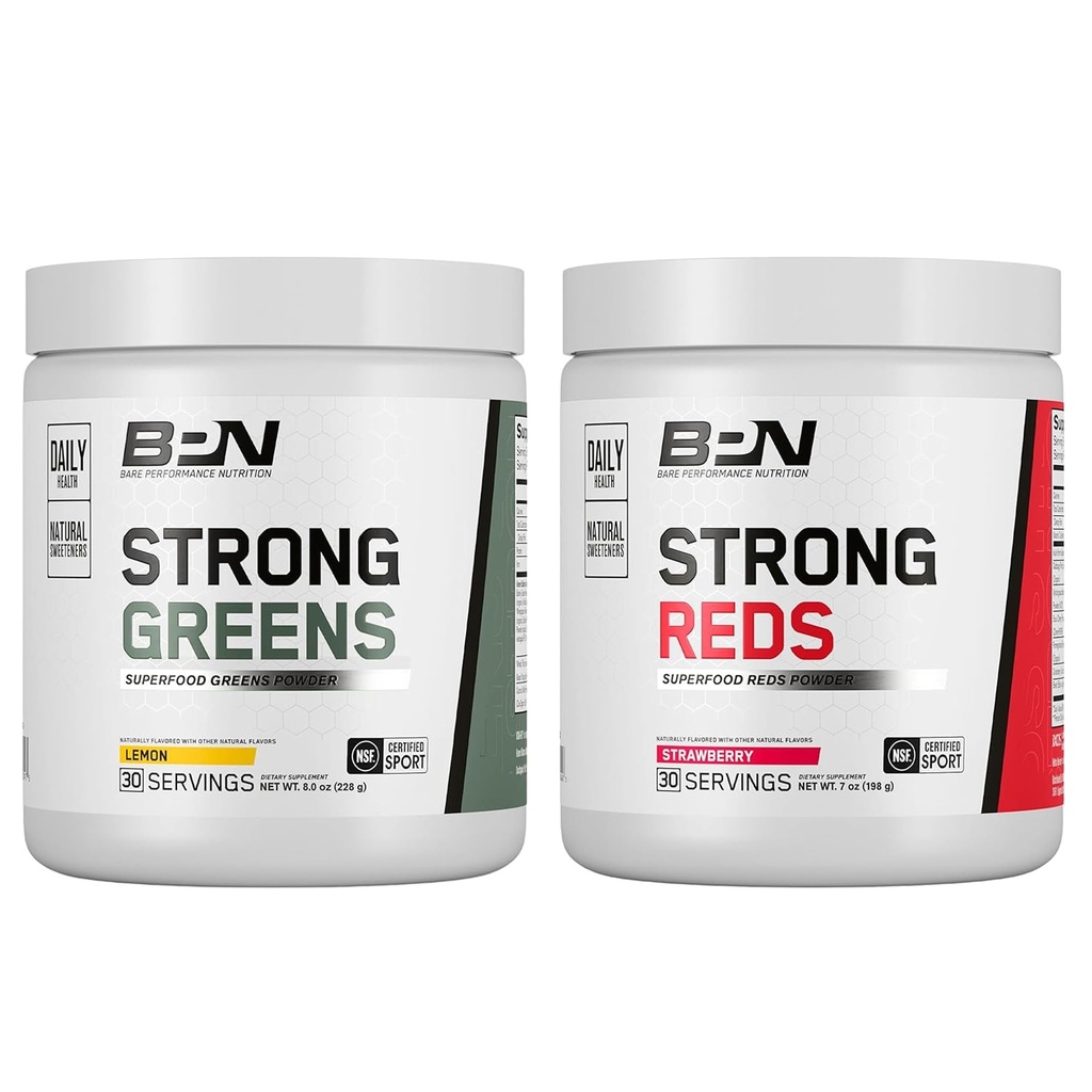 BARE PERFORMANCE NUTRITION BPN Strong Greens (Lemon) & Reds (Strawberry) Superfood Bundle
