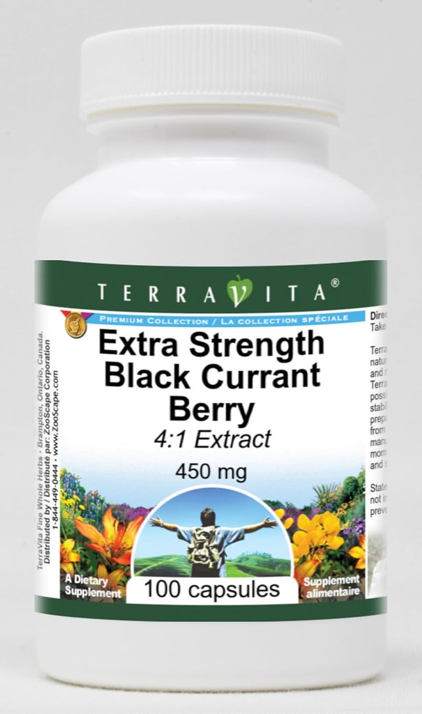 Extra Strength Black Currant Berry 4:1 Extracto - 450 mg (100 cápsulas, ZIN: 514114) - 2 Pack