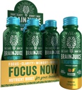 Cerebro de Jugo Cerebro de Cerebro Shot, Gluten suplemento gratis Zapatos para energía " Focus, Bebidas saludables con Alfa GPC, Vitamina B " Hoja de té verde decaffeinada, Mango de Peach, 2.5 fl oz, 12 Pack