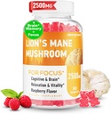 Lions Mane Gummies, Organic Lion's Mane, Lions Mane Gummies for Adults, con Ashwagandha & Alpha GPC, Cortisol Supplements for Women & Men, 60 Condes