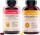 NatureWise Vitamina B12 1000mcg 360 Softgels y Vitamina D3 2000iu 360 Cuenta para Energía, Inmunidad y Bonificación