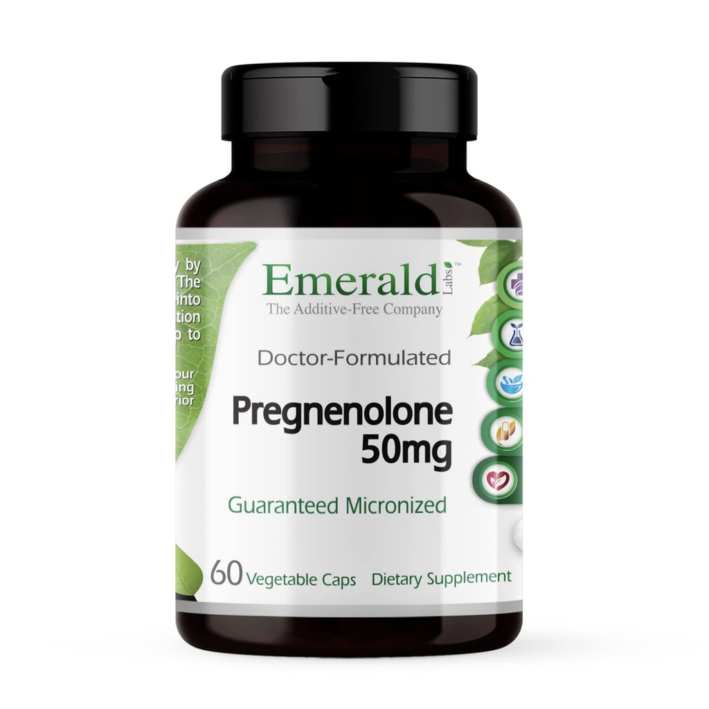 EMERALD LABS Pregnenolone 50mg - Premium Wellness Suplemento para ayudar a la salud cerebral, Immune Support &amp; Hormonal Balance - Gluten-Free - 60 cápsulas vegetales (30-Day Supply)