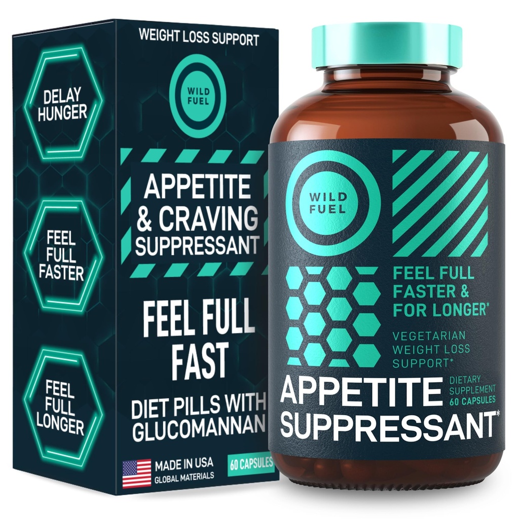 Appetite Suppressant for Weight Loss, Hunger Suppressant - Diet Pills That Work Fast for Women and Hombre - Garcinia Cambogia, Glucomannan, White Kidney Bean Carb Blocker and Fat Burner - 60 Veggie Caps