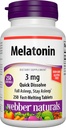 Webber Naturals Melatonina 3 mg, Easy Dissolve, 250 Tablets, 100% Drug Free Sleep Aid for Adults, Gluten Free, Non-GMO, Apto para Vegetarians