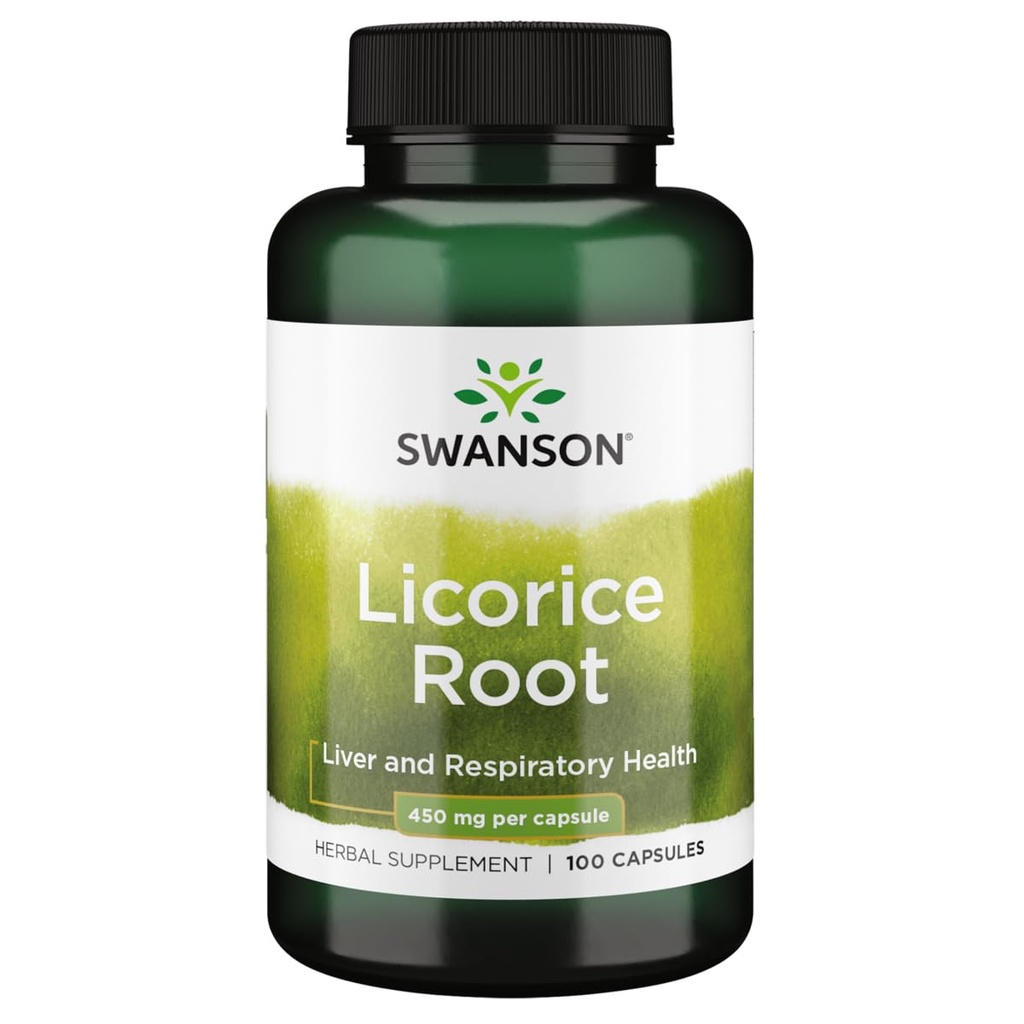 Swanson Premium Brand Licorice Root 450 Milligrams 100 Capsules