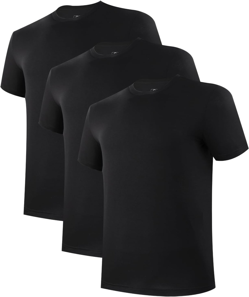 BAMBOO COOL Camiseta para hombre Camiseta para ropa interior Camisetas para hombre Stretch Crewneck Soft Tees for Men,3 Pack